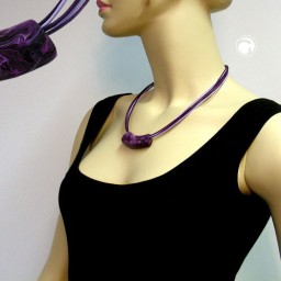 necklace tube flat curved dark lilac 50cm