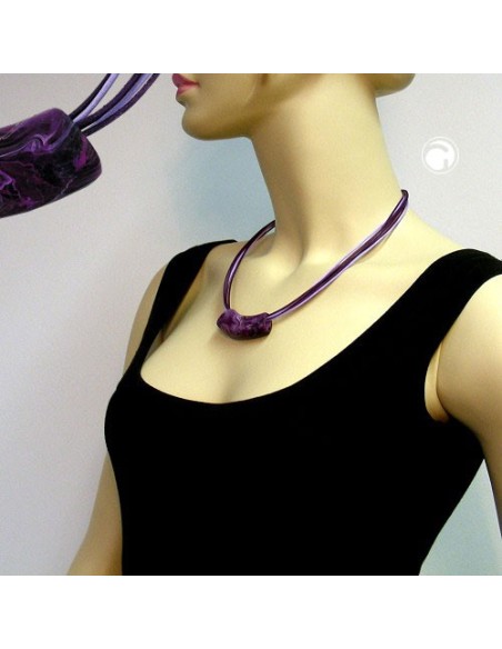 necklace tube flat curved dark lilac 50cm