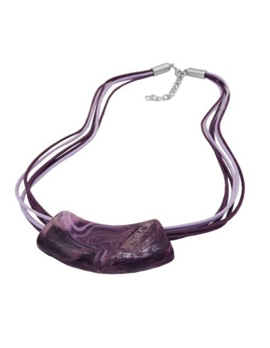 necklace tube flat curved dark lilac 50cm
