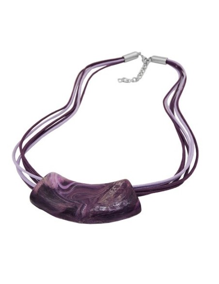 necklace tube flat curved dark lilac 50cm