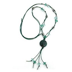 necklace dark-silver disk turqouise beads