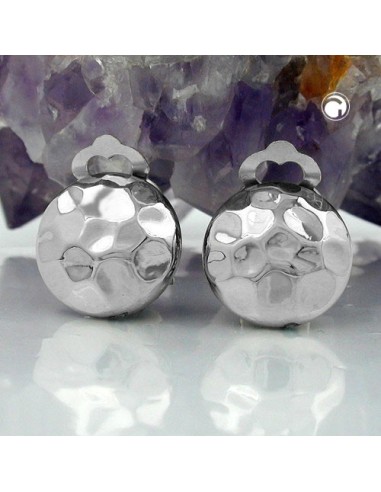 clip-on earring hammered silver colored