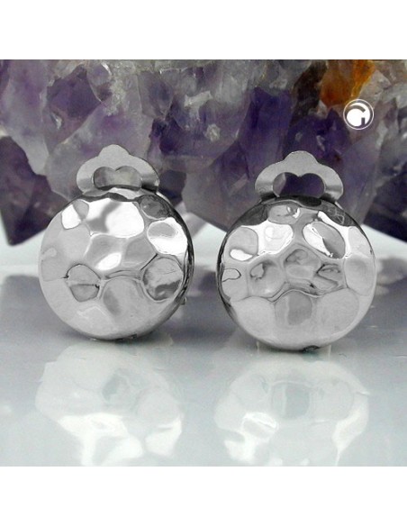 clip-on earring hammered silver colored