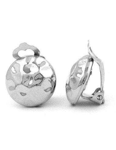 clip-on earring hammered silver colored