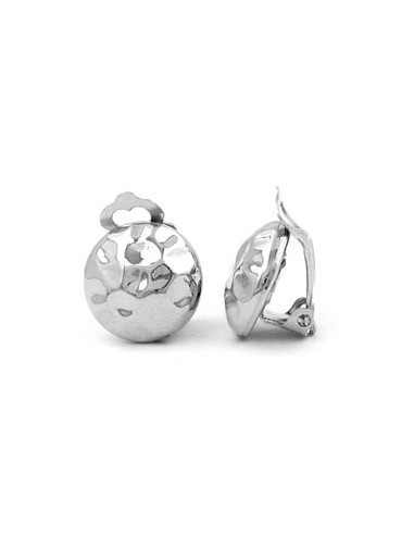 clip-on earring hammered silver colored