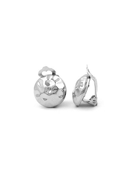 clip-on earring hammered silver colored