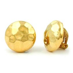 clip-on earring gold colored hammered