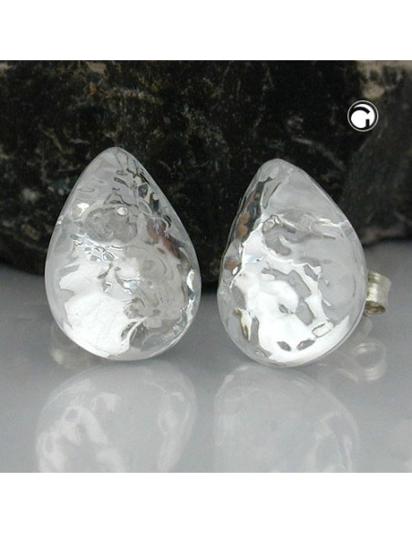 stud earrings drops crystal silver effect