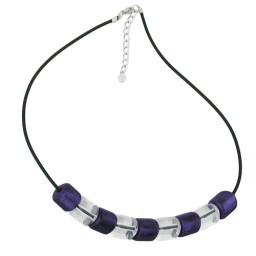 necklace slanted bead lilac-crystal rubber band black