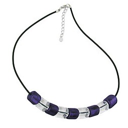 necklace slanted bead lilac-crystal rubber band black