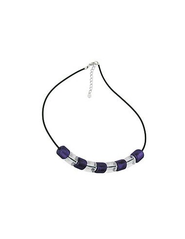necklace slanted bead lilac-crystal rubber band black