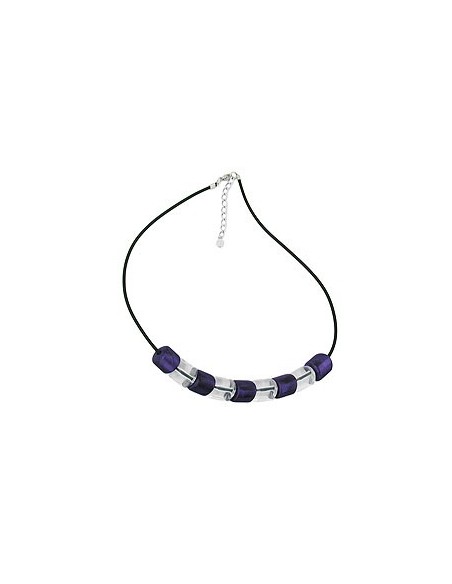 necklace slanted bead lilac-crystal rubber band black