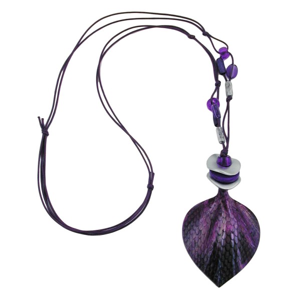 necklace scaled leaf lilac-lavender 95cm