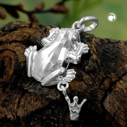 pendant frog whith crown silber 925