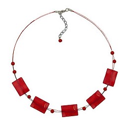 necklace rectangle beads silky-red