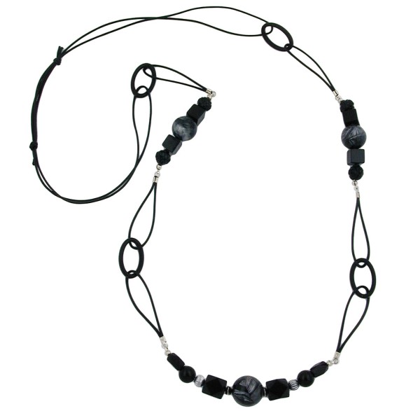 necklace black and grey-marbeled 100cm