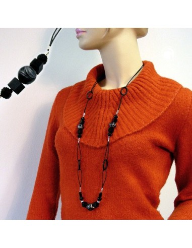 necklace black and grey-marbeled 100cm