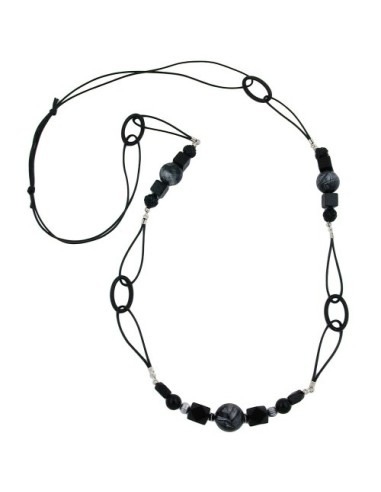 necklace black and grey-marbeled 100cm