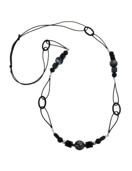 necklace black and grey-marbeled 100cm