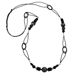 necklace black and grey-marbeled 100cm