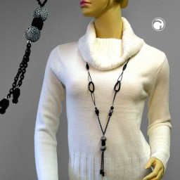 necklace beads black chain black 100cm