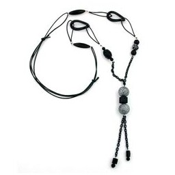 necklace beads black chain black 100cm