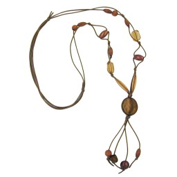 necklace disk khaki silk-gloss 100cm