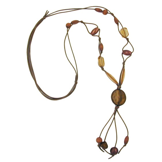 necklace disk khaki silk-gloss 100cm