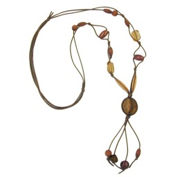 necklace disk khaki silk-gloss 100cm