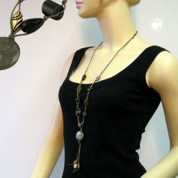 necklace disk olive silk-gloss 100cm