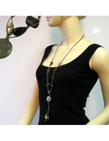 necklace disk olive silk-gloss 100cm