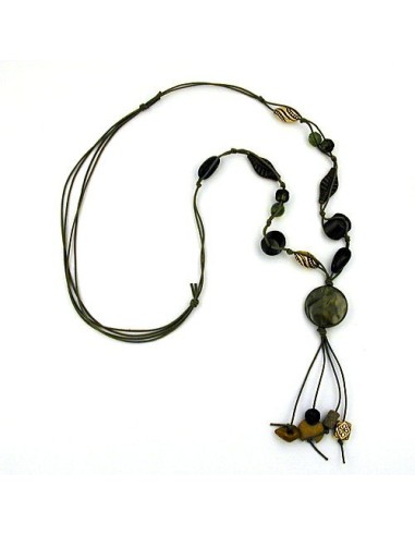necklace disk olive silk-gloss 100cm