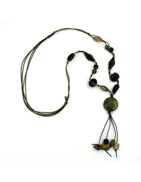 necklace disk olive silk-gloss 100cm