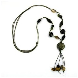 necklace disk olive silk-gloss 100cm
