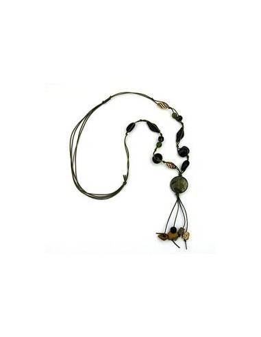 necklace disk olive silk-gloss 100cm