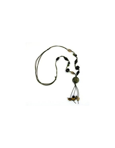 necklace disk olive silk-gloss 100cm