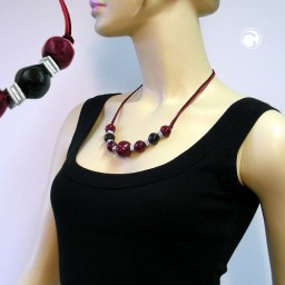 necklace beads red-darkred-black 54cm