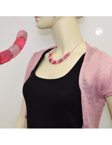 necklace slanted beads pink-mixed