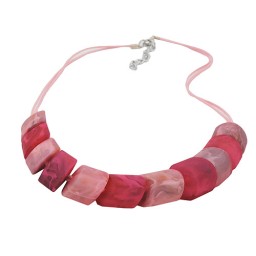 necklace slanted beads pink-mixed