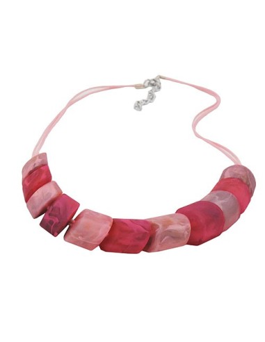 necklace slanted beads pink-mixed