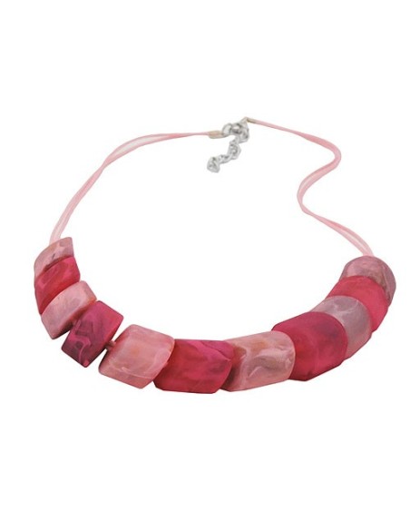 necklace slanted beads pink-mixed