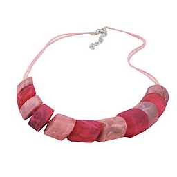 necklace slanted beads pink-mixed