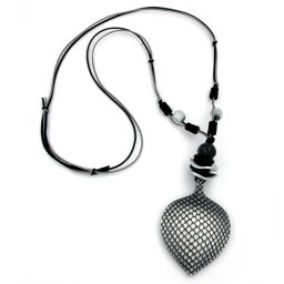 necklace leaf dark silver 90cm