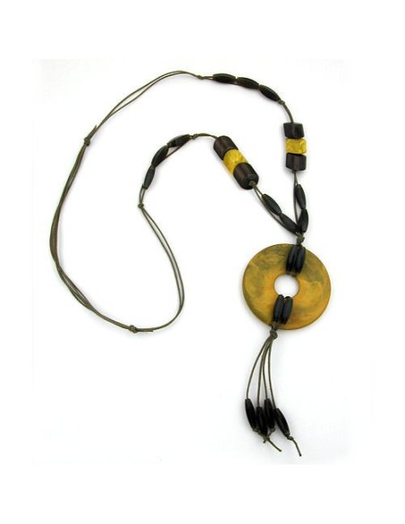 necklace disk olive marbled 90cm