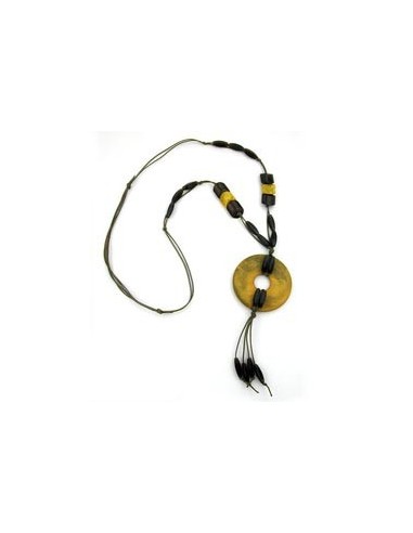 necklace disk olive marbled 90cm