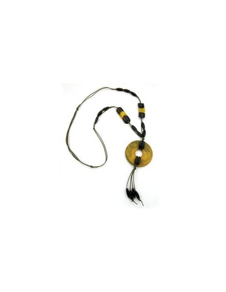 necklace disk olive marbled 90cm