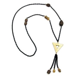 necklace gold triangle black chain 90cm