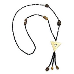 necklace gold triangle black chain 90cm