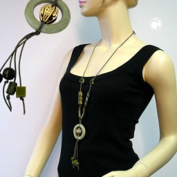necklace big ring darkgreen-olive 100cm