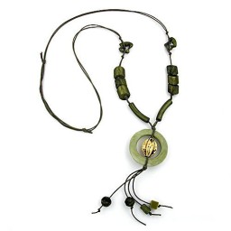 necklace big ring darkgreen-olive 100cm